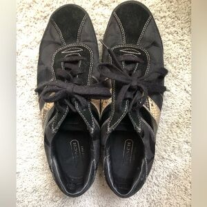 Coach Black Sneakers with Snake-Print Accent